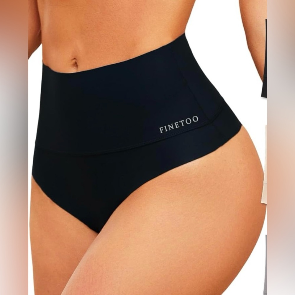 NWOT FINETOO Black High-Waisted Bikini Bottom Set of Two, L🦋